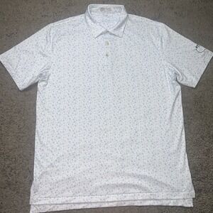 Peter Millar Polo Shirt Mens L White Skulls Performance Evolution Golf AOP